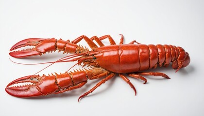 a close up of a lobster on a white background