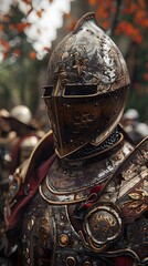 Ornate Medieval Knight Armor Helmet.