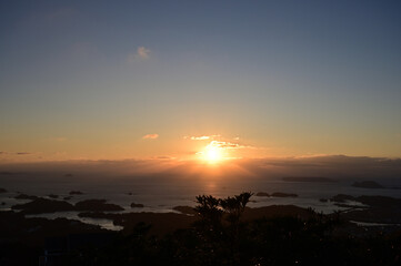 九十九島と夕日