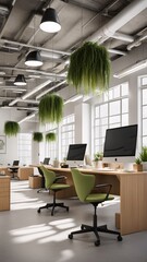 Modern office interior, with eco-friendly material.