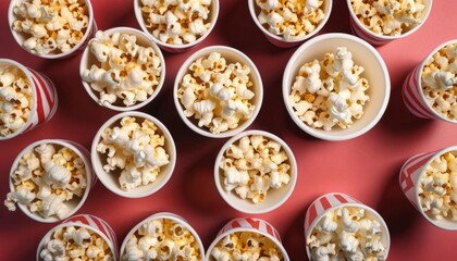 A delightful assortment of popcorn in cups ready for a movie night