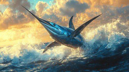 Majestic Sailfish Leaping From Ocean Waves