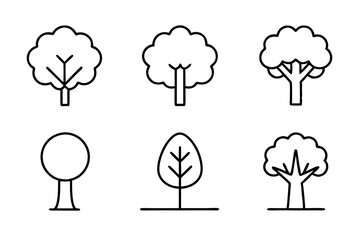 Set of Draw a tree icons silhouette vector line art illustration
