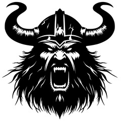 Angry viking portrait silhouette