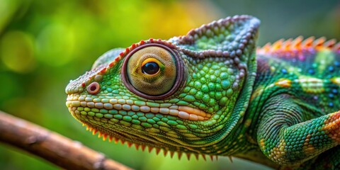 A close-up photo of a chameleon blending into its surroundings , reptile, camouflage, nature, wildlife, lizard, exotic