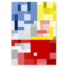 Create a vibrant poster with a modern geometric design and colorful abstract patterns