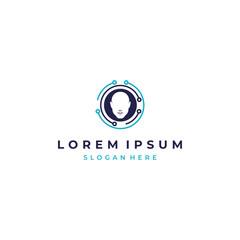 Head Tech logo, Pixel Head logo concept vector, Robotic Technology Logo template icon