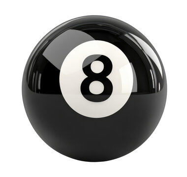 Black billiard ball with number eight, cut out