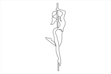 Continuous one line drawing of young dancer design outline vector illustration