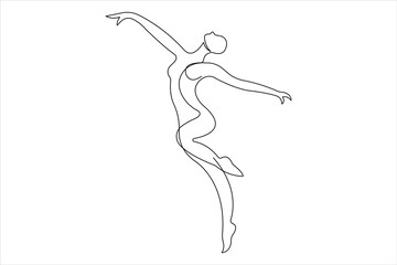 Continuous one line drawing of young dancer design outline vector illustration