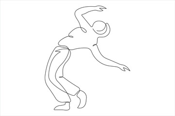 Continuous one line drawing of young dancer design outline vector illustration