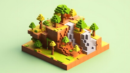 Support game 3d pixel cartoon