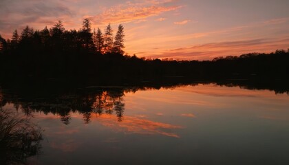Naklejka premium Peaceful Sunset on Calm Lake
