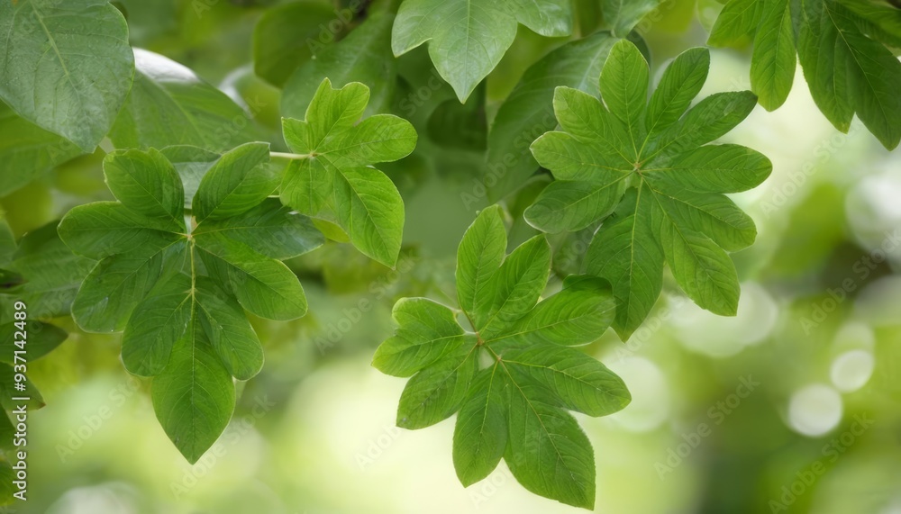 Wall mural vibrant green leaves in a closeup shot perfect for naturethemed projects