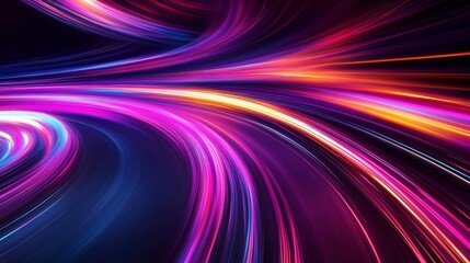 Vibrant abstract background with flowing lines in pink, purple, and orange hues, creating a sense of motion and energy.