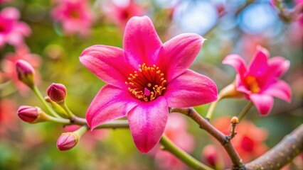 Obraz premium Beautiful pink flower of Brachychiton , pink, flower, Brachychiton, nature, blooming, vibrant, botanical, petal, plant, garden