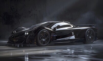 Fototapeta premium Computer generated image of a sports car, studio setup, on a dark background. 