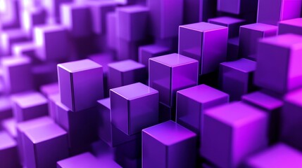 Obraz premium Abstract purple cubes create a mesmerizing 3D landscape, showcasing vibrant colors and geometric patterns for creative design.