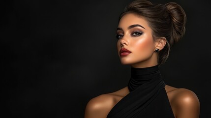 Fototapeta premium Elegance Personified: Sensual Posture of a Model Adorned with Stylish Accessories in a Studio Fashion Shoot