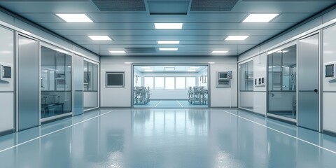 Obraz premium A modern, sterile laboratory interior featuring sleek design and advanced technology for scientific research and innovation