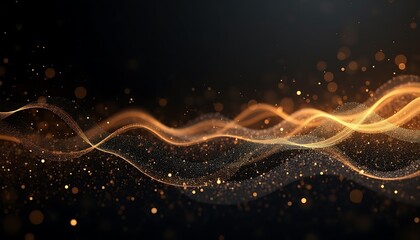 Obraz premium Abstract black and gold lines luxury background, abstract luxury golden wallpaper, wavy line art background with copy space