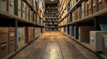 Rows of Wooden Shelves with