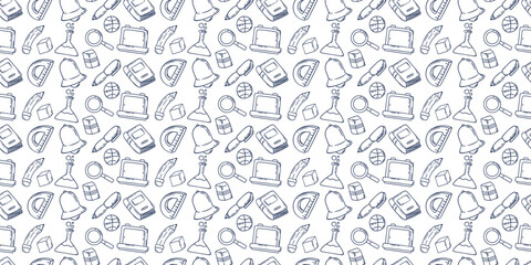 Hand drawn educational school pattern background. School and education vector pattern background. Back to school themed background