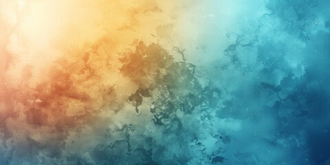 Fototapeta premium Celestial Watercolor An ethereal blend of orange and blue hues dance across a textured canvas, evoking a dreamlike sunset or sunrise. 
