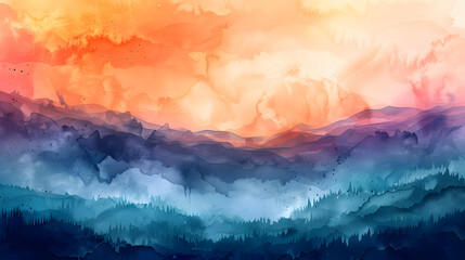 Naklejka premium Color Field Painting watercolor art drawing