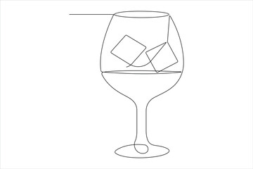 Continuous one single line drawing of wine glass vector illustration minimalism design of beverage element