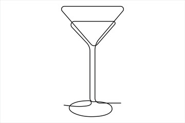 Continuous one single line drawing of wine glass vector illustration minimalism design of beverage element
