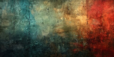 Vintage Hues A captivating grunge texture backdrop, blending teal, ochre, and crimson in a distressed symphony of color.