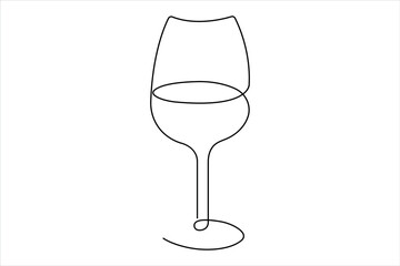 Continuous one single line drawing of wine glass vector illustration minimalism design of beverage element