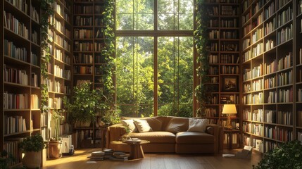 Cozy Library with Large
