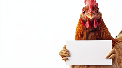 Chicken or rooster with blank sign
