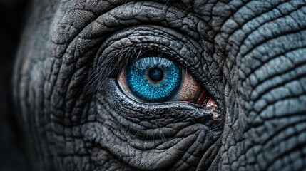 Close Up of Elephant Eye with Blue Iris