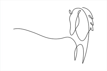 One continuous single line drawing of animal horse design outline vector illustration
