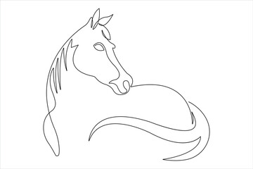 One continuous single line drawing of animal horse design outline vector illustration
