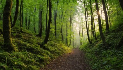 Fototapeta premium Exploring the serene path through the lush forest