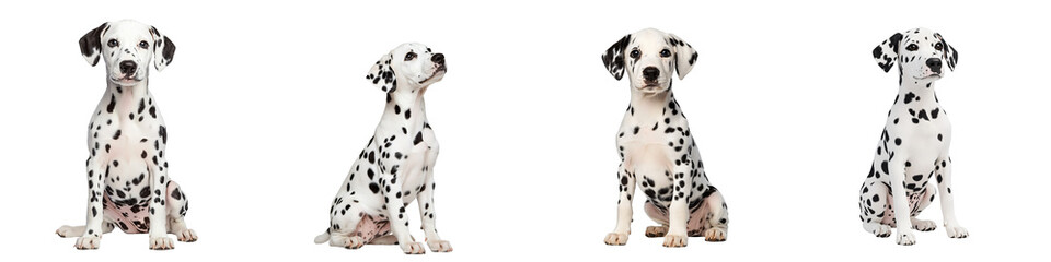 Dalmatian Puppy Sitting with a Tilted Head Pet Element Photorealistic Curious and Playful Isolated on White and Transparent Background