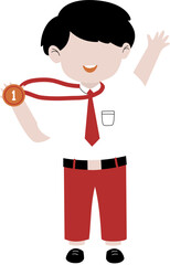 Indonesian elementary school student wins first place medal