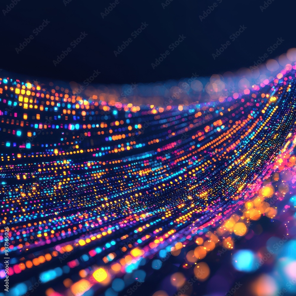 Poster abstract colorful bokeh lights background glowing particles