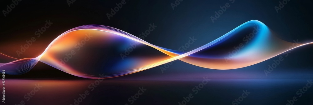 Canvas Prints Abstract Flowing Lines of Light in Blue and Orange - A 3D  of abstract glowing lines with a blue and orange color scheme. This image can symbolize movement, energy, creativity, innovation, and technol