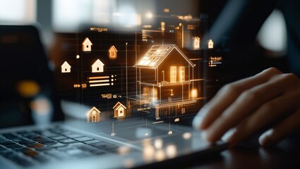 Exploring Smart Living: The Future of Home Design Through Innovative Digital Interfaces and Dynamic Models Displayed on Computer Technology in Action.