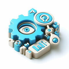 Obraz premium 3D Icon as AI automation and digital marketing concept as An AI automation icon paired with a digital marketing icon symbolizing the role of AI in automating marketing processes perfect for isolated v