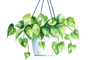 A vibrant hanging plant with heart shaped leaves, exuding freshness and tranquility.