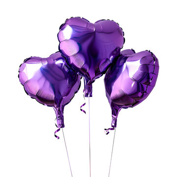 recommend clip art: Purple heart shaped foil balloons isolated on a transparent background