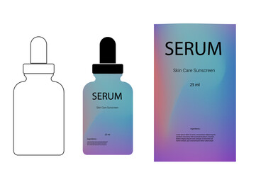 serum skin care packaging template with grdaient color style