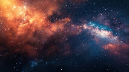 Fototapeta premium A Colorful Nebula with Stars and Dust Clouds in Space