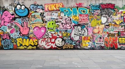 Obraz premium Colorful Graffiti Wall with Pavement